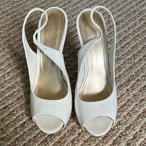 Jessica Simpson White Slingback Peep-Toe Heels